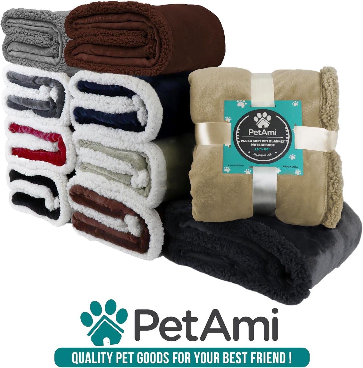 Waterproof Dog Blanket for Large Dog Pet, 90X90 Queen, Light Grey